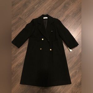 NWT Vintage J.G. Hook Women’s M Full Length Black Wool Trench Coat Union Made